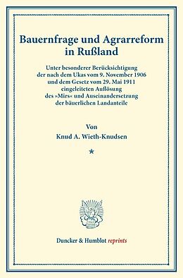 Kartonierter Einband Bauernfrage und Agrarreform in Rußland. von Knud A. Wieth-Knudsen