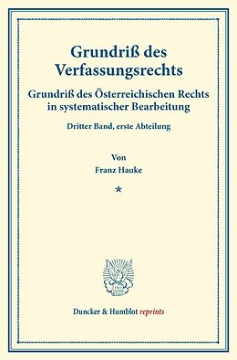 Kartonierter Einband Grundriß des Verfassungsrechts. von Franz Hauke