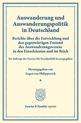 Kartonierter Einband Auswanderung und Auswanderungspolitik in Deutschland. von 