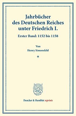 Kartonierter Einband Jahrbücher des Deutschen Reiches unter Friedrich I. von Henry Simonsfeld