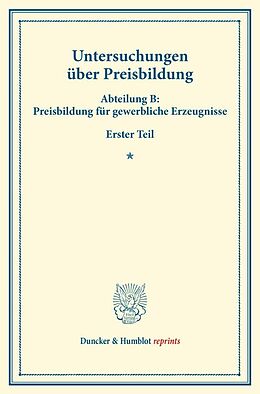 Kartonierter Einband Untersuchungen über Preisbildung. von 