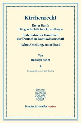 Kartonierter Einband Kirchenrecht. von Rudolph Sohm