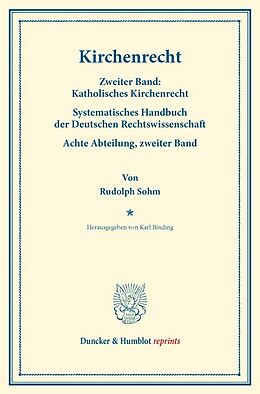 Kartonierter Einband Kirchenrecht. von Rudolph Sohm