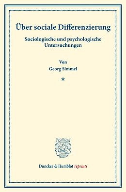 Kartonierter Einband Über sociale Differenzierung. von Georg Simmel