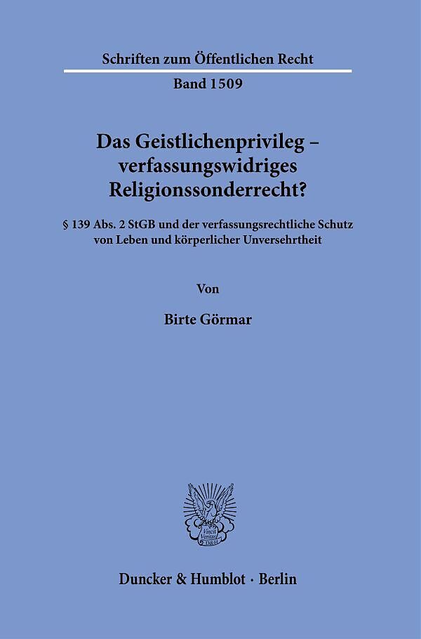 Das Geistlichenprivileg  verfassungswidriges Religionssonderrecht?