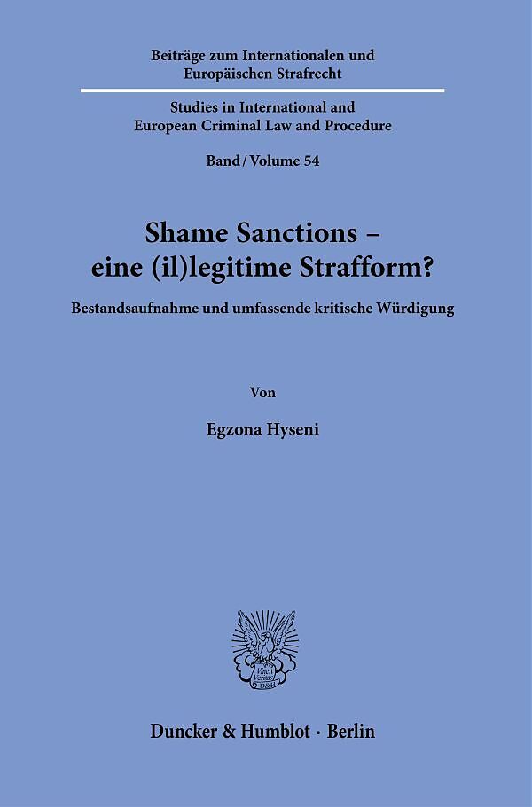 Shame Sanctions  eine (il)legitime Strafform?