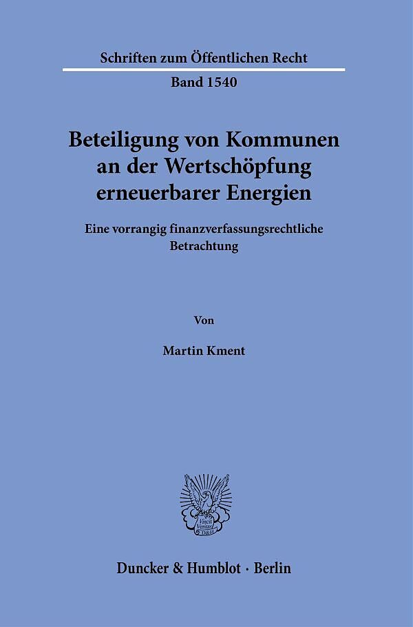 Beteiligung von Kommunen an der Wertschöpfung erneuerbarer Energien