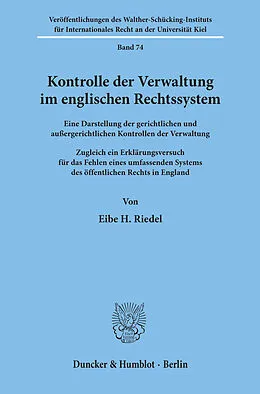 E-Book (pdf) Kontrolle der Verwaltung im englischen Rechtssystem. von Eibe H. Riedel