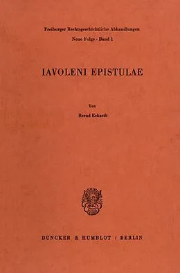 E-Book (pdf) Iavoleni Epistulae. von Bernd Eckardt