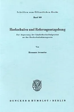 E-Book (pdf) Hochschulen und Reformgesetzgebung. von Hermann Avenarius