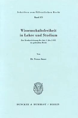 E-Book (pdf) Wissenschaftsfreiheit in Lehre und Studium. von Tomas Bauer