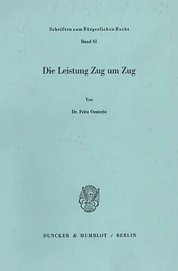 E-Book (pdf) Die Leistung Zug um Zug. von Fritz Oesterle