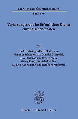 E-Book (pdf) Verfassungstreue im öffentlichen Dienst europäischer Staaten. von Reinhard Mußgnug