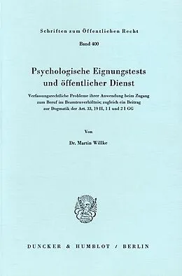E-Book (pdf) Psychologische Eignungstests und öffentlicher Dienst. von Martin Willke