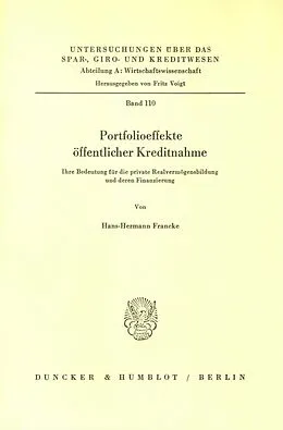 E-Book (pdf) Portfolioeffekte öffentlicher Kreditnahme. von Hans-Hermann Francke