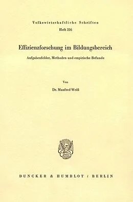 E-Book (pdf) Effizienzforschung im Bildungsbereich. von Manfred Weiß