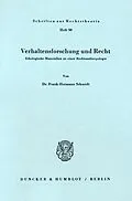 E-Book (pdf) Verhaltensforschung und Recht. von Frank-Hermann Schmidt