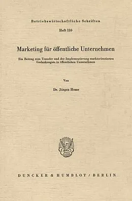 E-Book (pdf) Marketing für öffentliche Unternehmen. von Jürgen Hesse