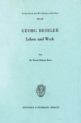 E-Book (pdf) Georg Beseler. von Bernd-Rüdiger Kern