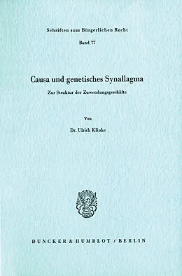 E-Book (pdf) Causa und genetisches Synallagma. von Ulrich Klinke