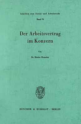 E-Book (pdf) Der Arbeitsvertrag im Konzern. von Martin Henssler