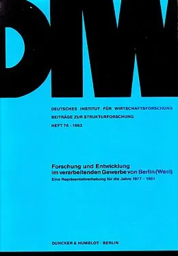 E-Book (pdf) Forschung und Entwicklung im verarbeitenden Gewerbe von Berlin (West). von Kurt Hornschild
