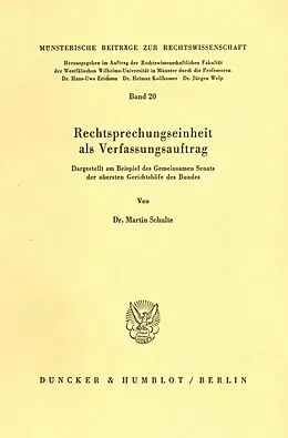 E-Book (pdf) Rechtsprechungseinheit als Verfassungsauftrag. von Martin Schulte