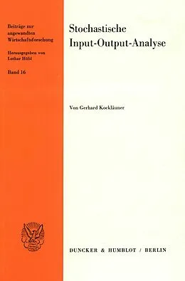 E-Book (pdf) Stochastische Input-Output-Analyse. von Gerhard Kockläuner