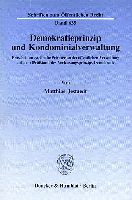 E-Book (pdf) Demokratieprinzip und Kondominialverwaltung. von Matthias Jestaedt