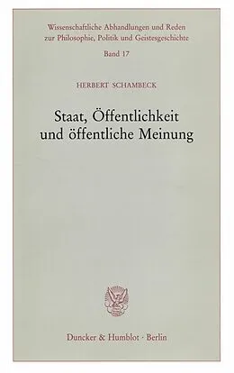 E-Book (pdf) Staat, Öffentlichkeit und öffentliche Meinung. von Herbert Schambeck
