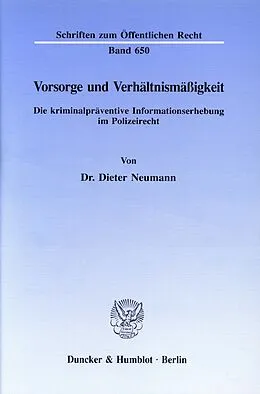 E-Book (pdf) Vorsorge und Verhältnismäßigkeit. von Dieter Neumann