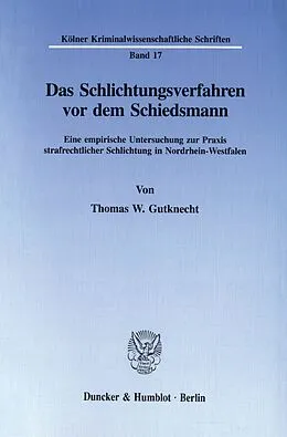 E-Book (pdf) Das Schlichtungsverfahren vor dem Schiedsmann. von Thomas Gutknecht