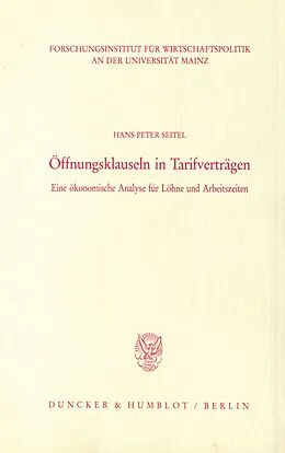 E-Book (pdf) Öffnungsklauseln in Tarifverträgen. von Hans Peter Seitel