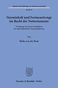 E-Book (pdf) Norminhalt und Formenstrenge im Recht der Nottestamente. von Heike von der Beck
