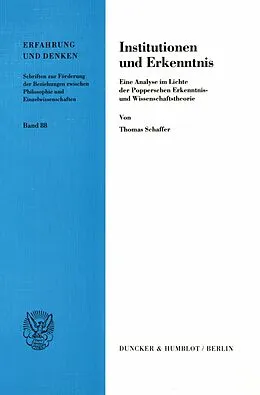 E-Book (pdf) Institutionen und Erkenntnis. von Thomas Schaffer