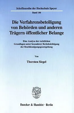 E-Book (pdf) Die Verfahrensbeteiligung von Behörden und anderen Trägern öffentlicher Belange. von Thorsten Siegel