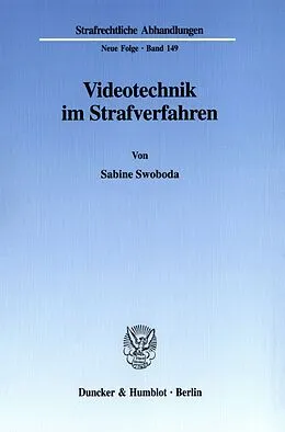 E-Book (pdf) Videotechnik im Strafverfahren. von Sabine Swoboda