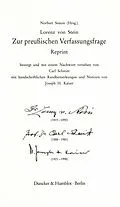 E-Book (pdf) Zur preußischen Verfassungsfrage. Reprint. Hrsg. von Norbert Simon. von Lorenz von Stein