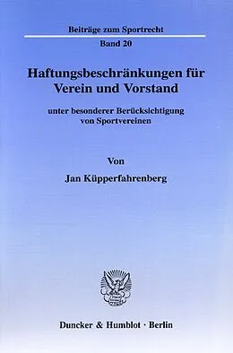E-Book (pdf) Haftungsbeschränkungen für Verein und Vorstand von Jan Küpperfahrenberg