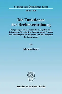 E-Book (pdf) Die Funktionen der Rechtsverordnung. von Johannes Saurer
