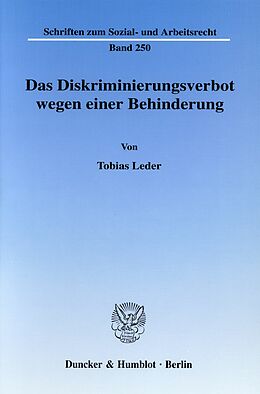 E-Book (pdf) Das Diskriminierungsverbot wegen einer Behinderung. von Tobias Leder LL.M.