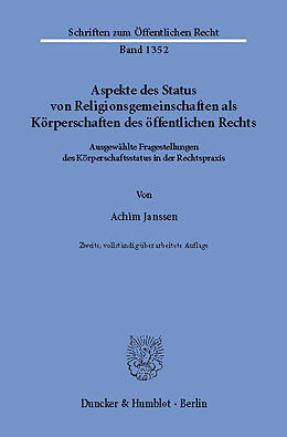 E-Book (pdf) Aspekte des Status von Religionsgemeinschaften als Körperschaften des öffentlichen Rechts. von Achim Janssen