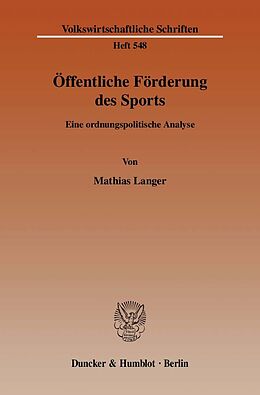 E-Book (pdf) Öffentliche Förderung des Sports. von Mathias Langer