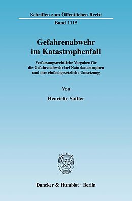 E-Book (pdf) Gefahrenabwehr im Katastrophenfall. von Henriette Sattler