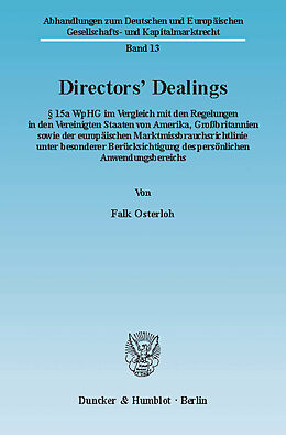 E-Book (pdf) Directors' Dealings. von Falk Osterloh