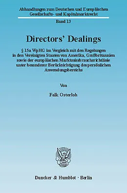 E-Book (pdf) Directors' Dealings. von Falk Osterloh