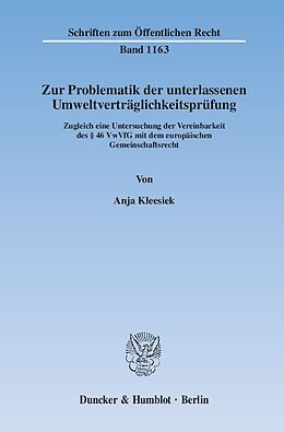 E-Book (pdf) Zur Problematik der unterlassenen Umweltverträglichkeitsprüfung. von Anja Kleesiek