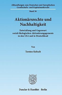 E-Book (pdf) Aktionärsrechte und Nachhaltigkeit. von Torsten Keltsch