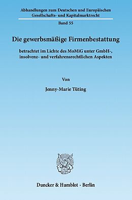 E-Book (pdf) Die gewerbsmäßige Firmenbestattung von Jenny-Marie Tüting