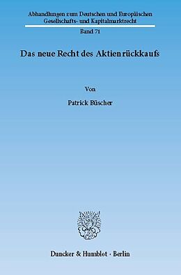 E-Book (pdf) Das neue Recht des Aktienrückkaufs. von Patrick Büscher